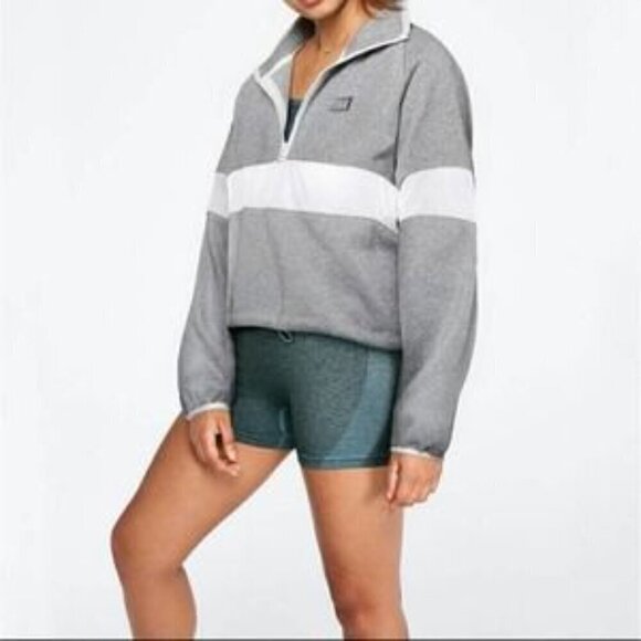PINK Victoria's Secret Half Zip Sweater Knit Cropped Pullover Sweatshirt  Gray - Picture 12 of 12